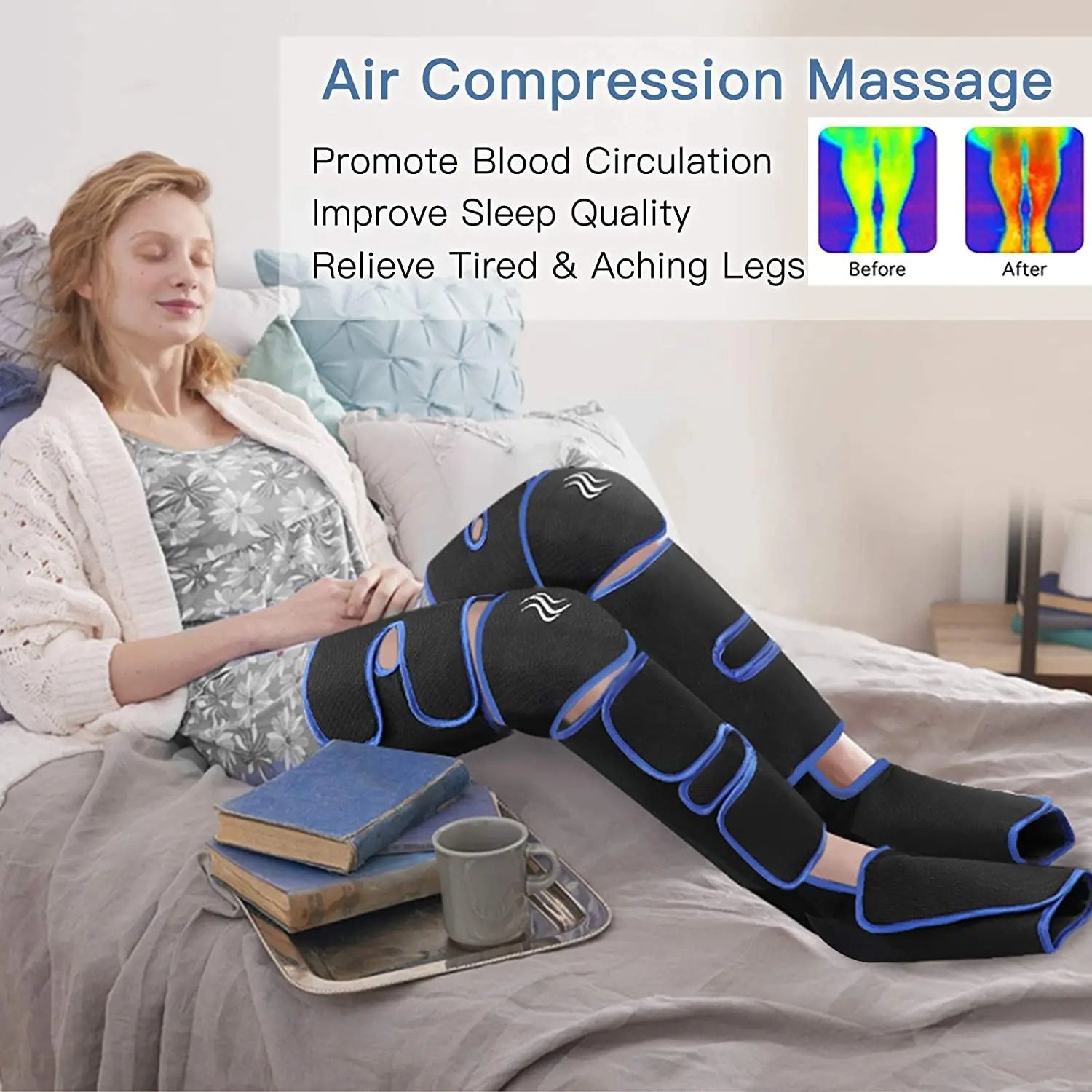 Appareil de massage chauffant électrique pour soulager les douleurs musculaires (pieds, genoux, mollets)