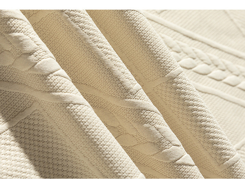 Sweat-shirt en maille jacquard épaisse, à manches longues et col rabattu