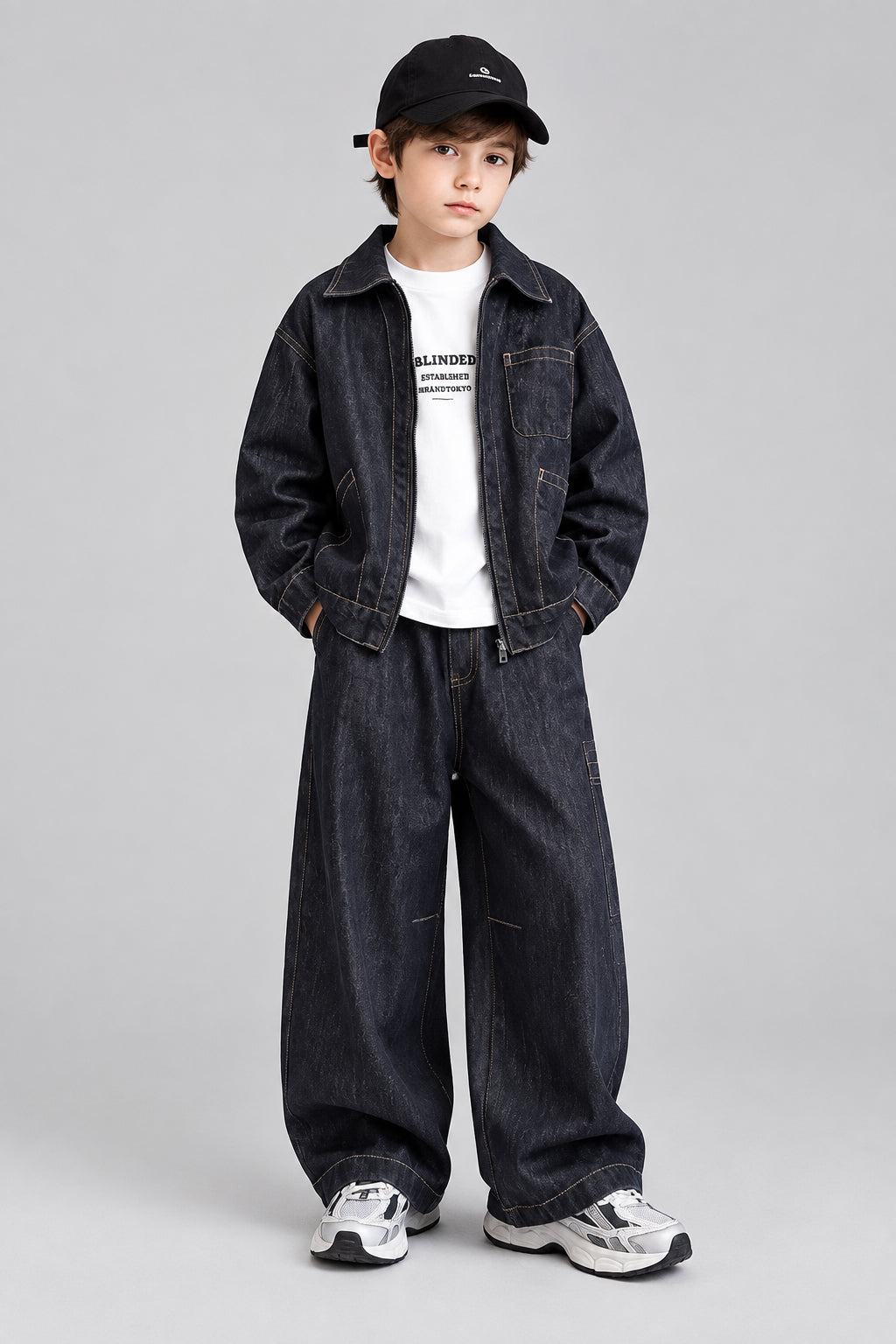 Ensemble veste et pantalon cargo en jean
