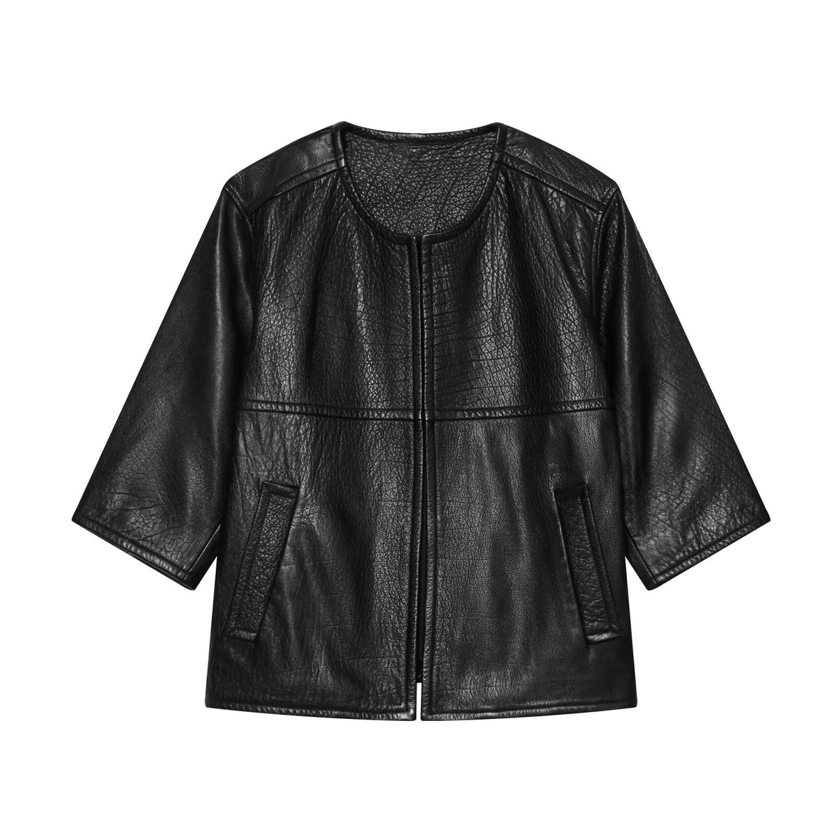 Veste courte en  simili cuir souple style urbain