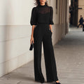 Ensemble  deux pièces pour femme : haut à manches courtes et pantalon large