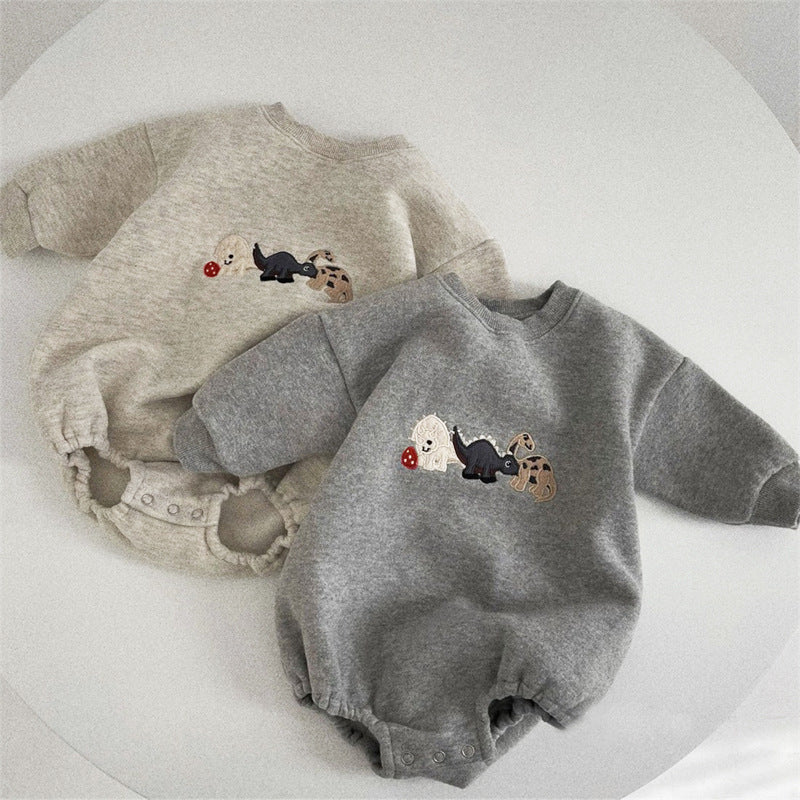 Pull body pour bébé en polaire avec broderie dinosaure