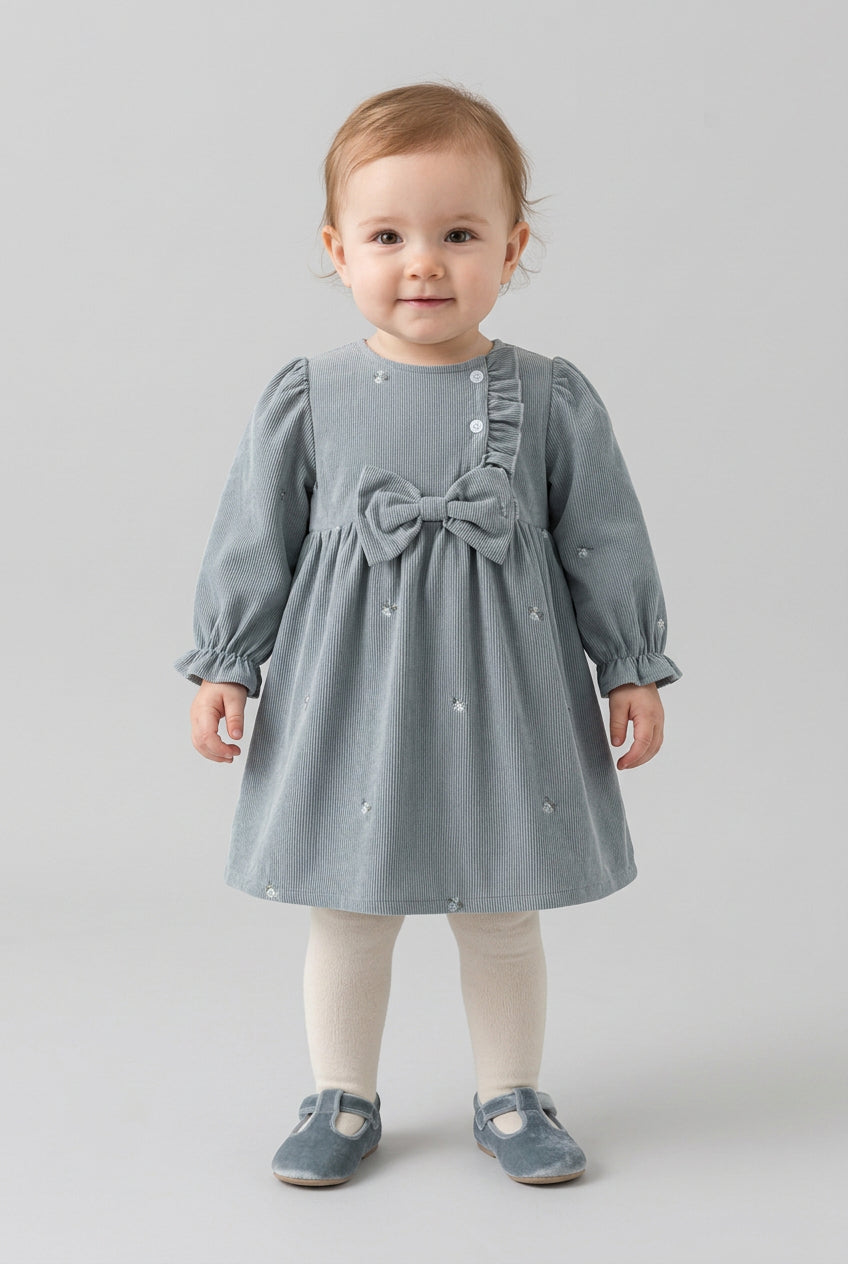 Robe à manches longues avec nœud pour fille
