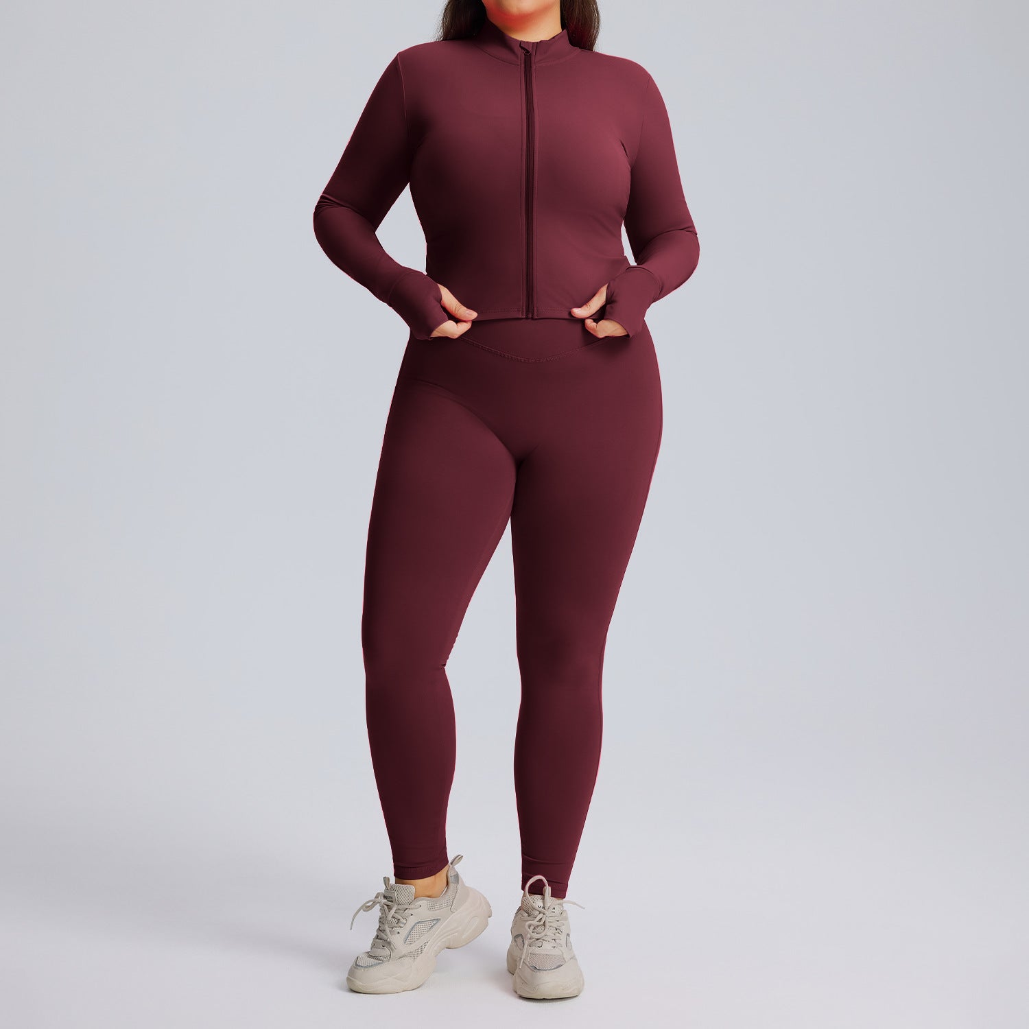 Ensemble de yoga à manches longues pour femme, ensemble trois pièces
