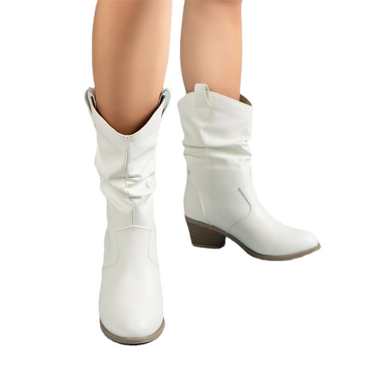 Bottes confortables à bout rond et talons