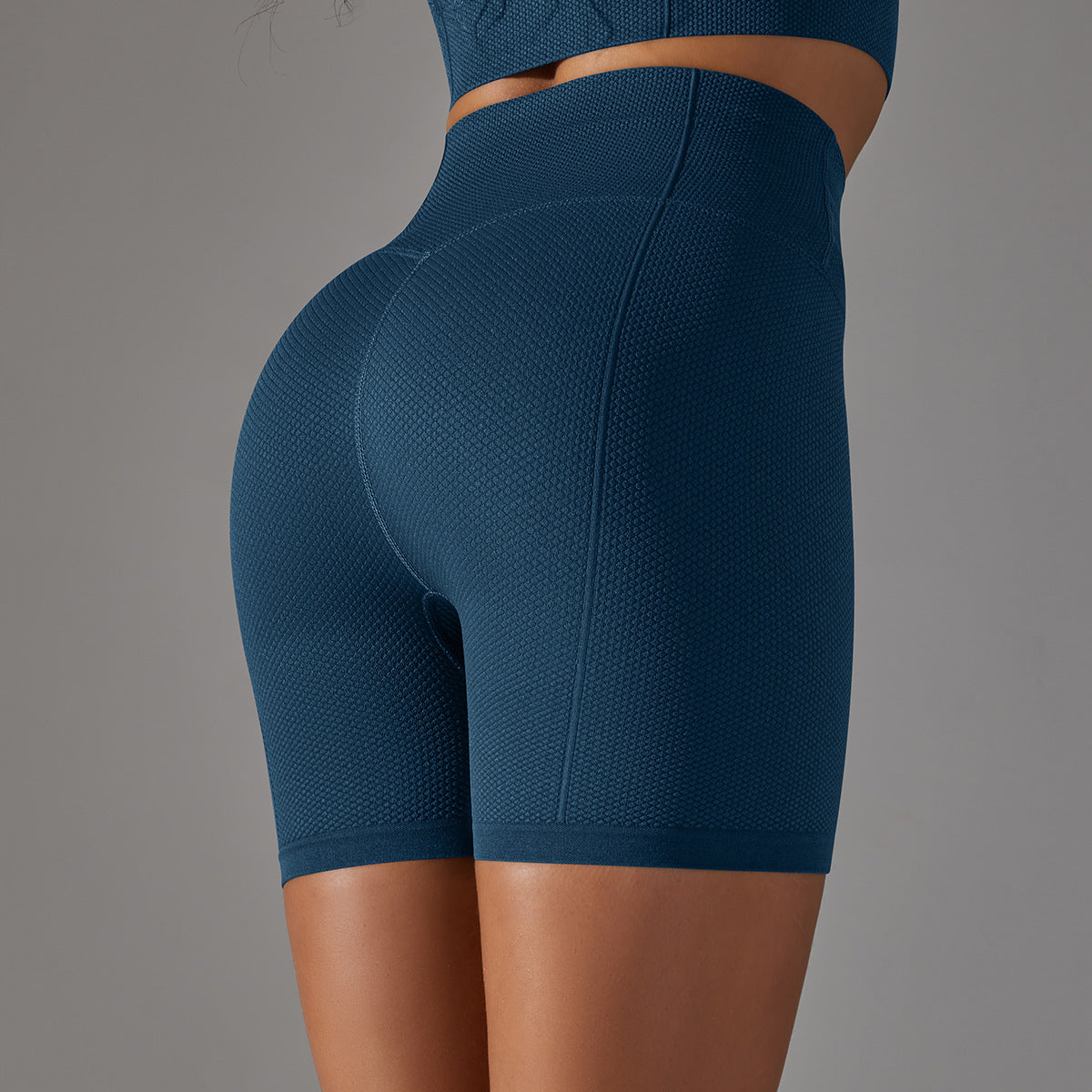 Short de yoga/sport/course à pied pour femme, taille haute, gainant, effet ventre plat et fessier, en jacquard à pois uni sans coutures