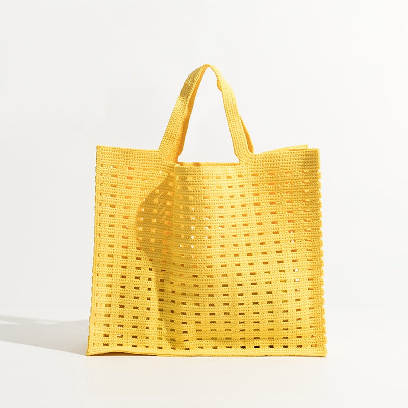 Sac tissé neuf, motif gaufré ajouré, fait main, couleur bonbon, grande capacité, sac à main polyvalent pour femme