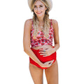Maillot de bain pour femmes enceintes, bikini triangle imprimé taille haute fendu