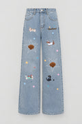 Pantalon en jean vintage style dessin animé