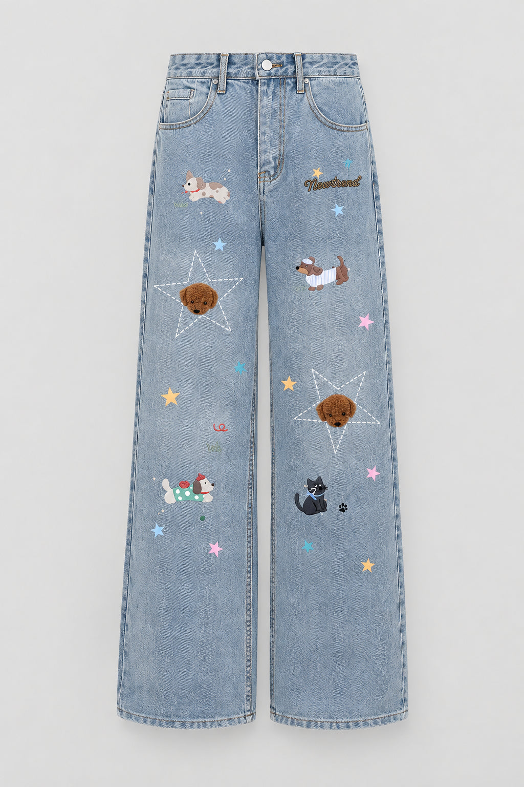 Pantalon en jean vintage style dessin animé