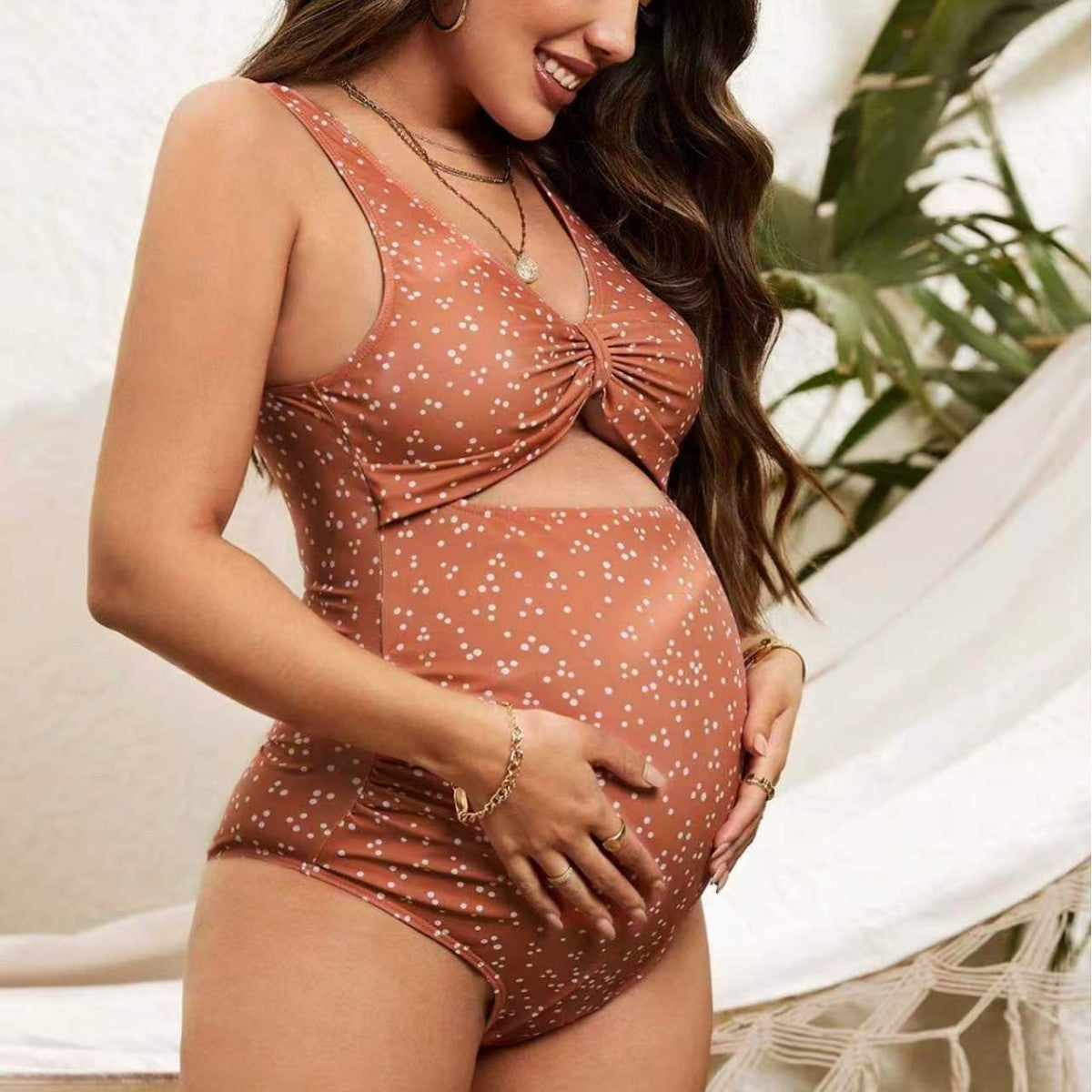 Maillot de bain une pièce à motif pois