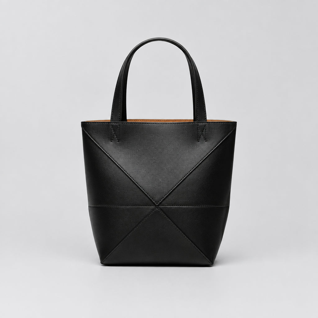 Sac-seau pliable à grande capacité, porté épaule, avec empiècements géométriques