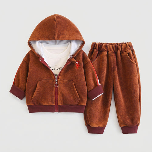 Ensemble 2 pièces  : veste à capuche avec finitions contrastantes et t-shirt à manches longues – tenue décontractée