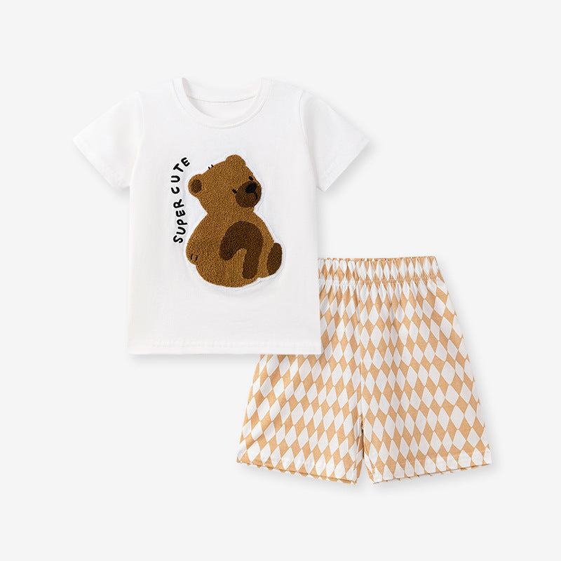 Ensemble d'été décontracté pour filles avec motif d'ours