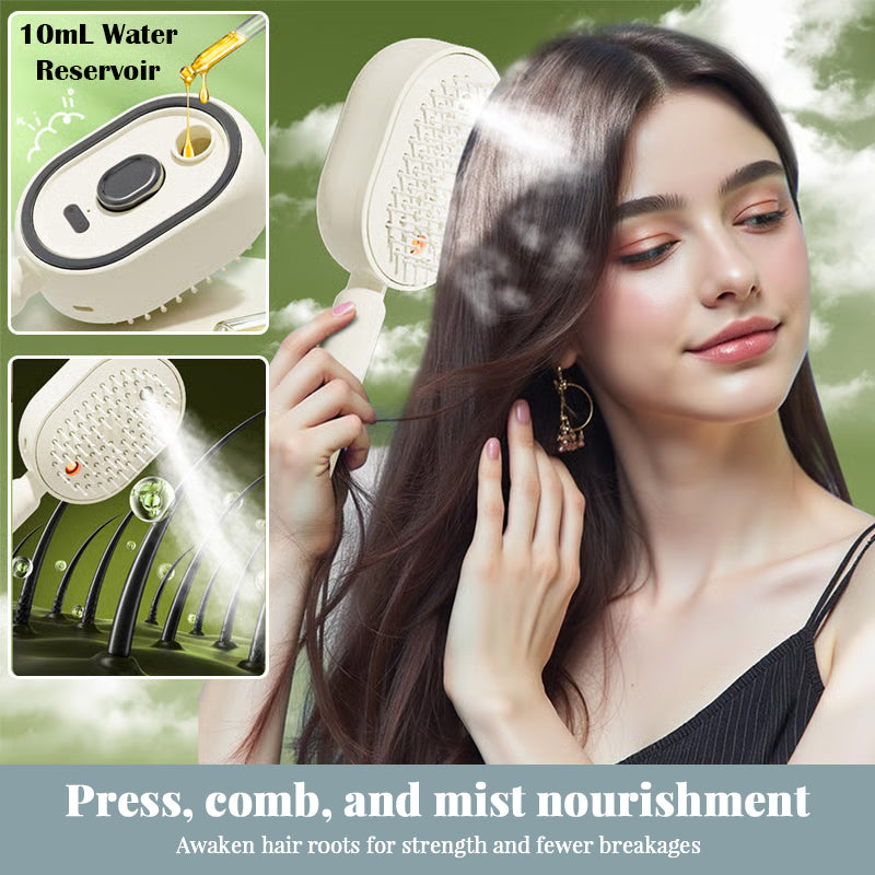 Brosse lissante à vapeur électrique avec diffusion de brume, peigne ionique pour réduire la casse et éviter les résidus, outil de coiffage pour des cheveux lisses et brillants
