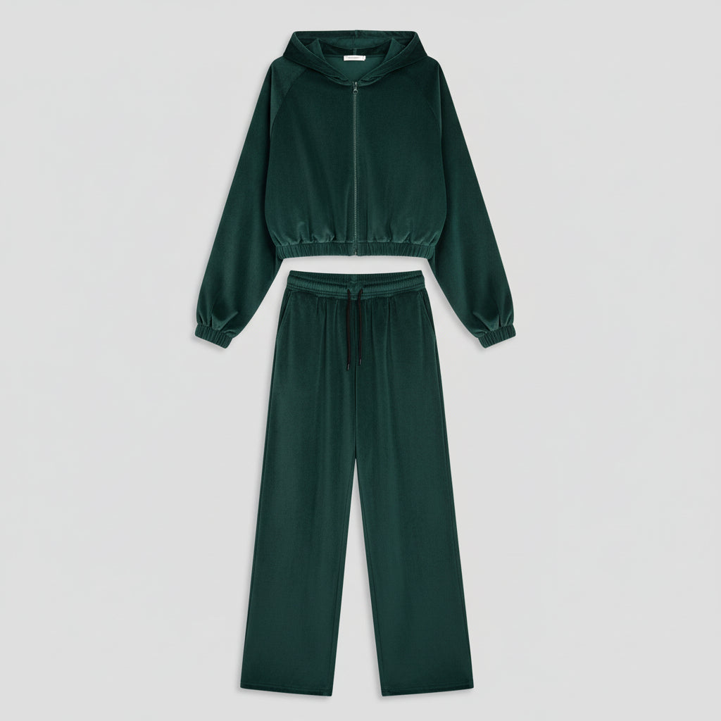 Ensemble : veste zippée unie à manches longues et pantalon de jogging