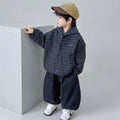 Ensemble 3 pièces, veste à carreaux , sweat à capuche et pantalon