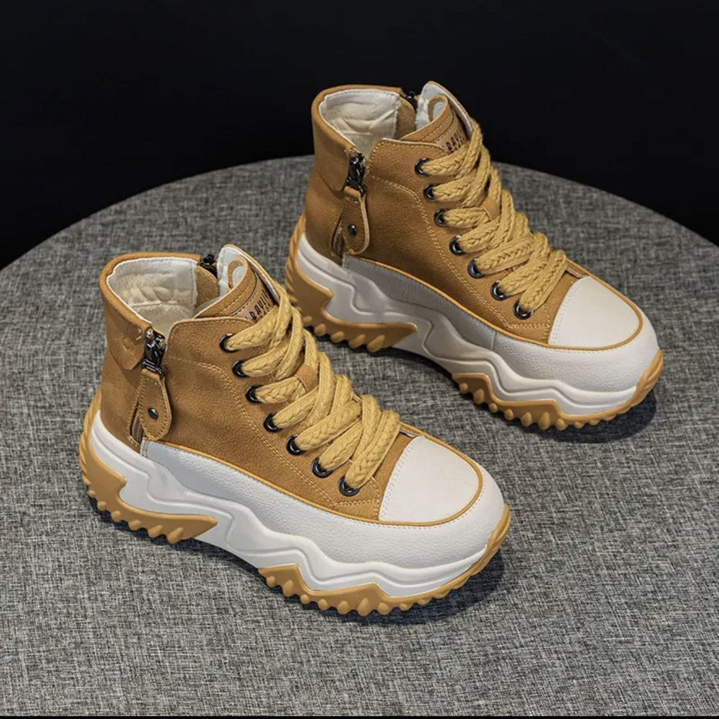 Chaussures montantes pour femme,  style décontracté et polyvalent avec semelle épaisse.