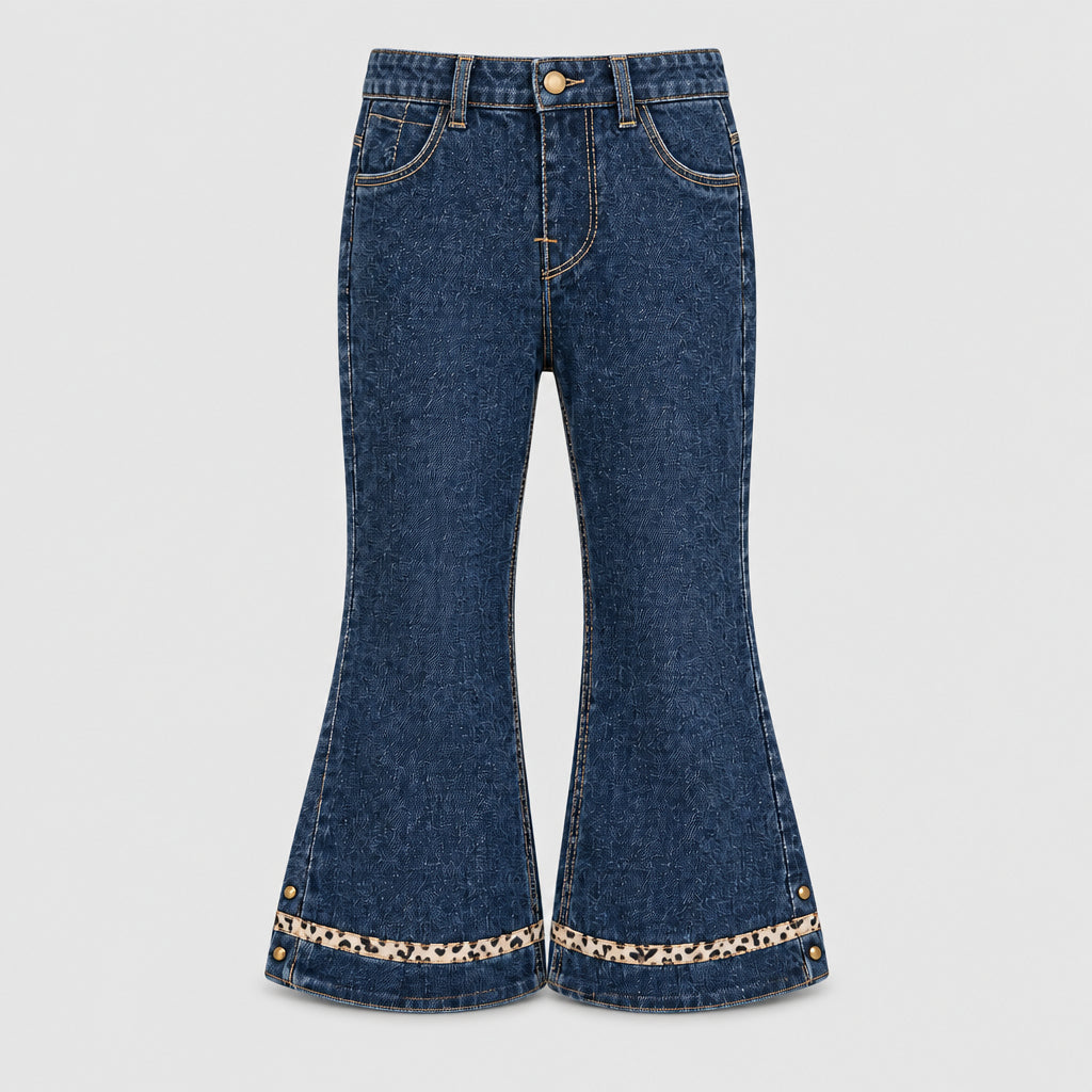 Pantalon en jean évasé à motif léopard