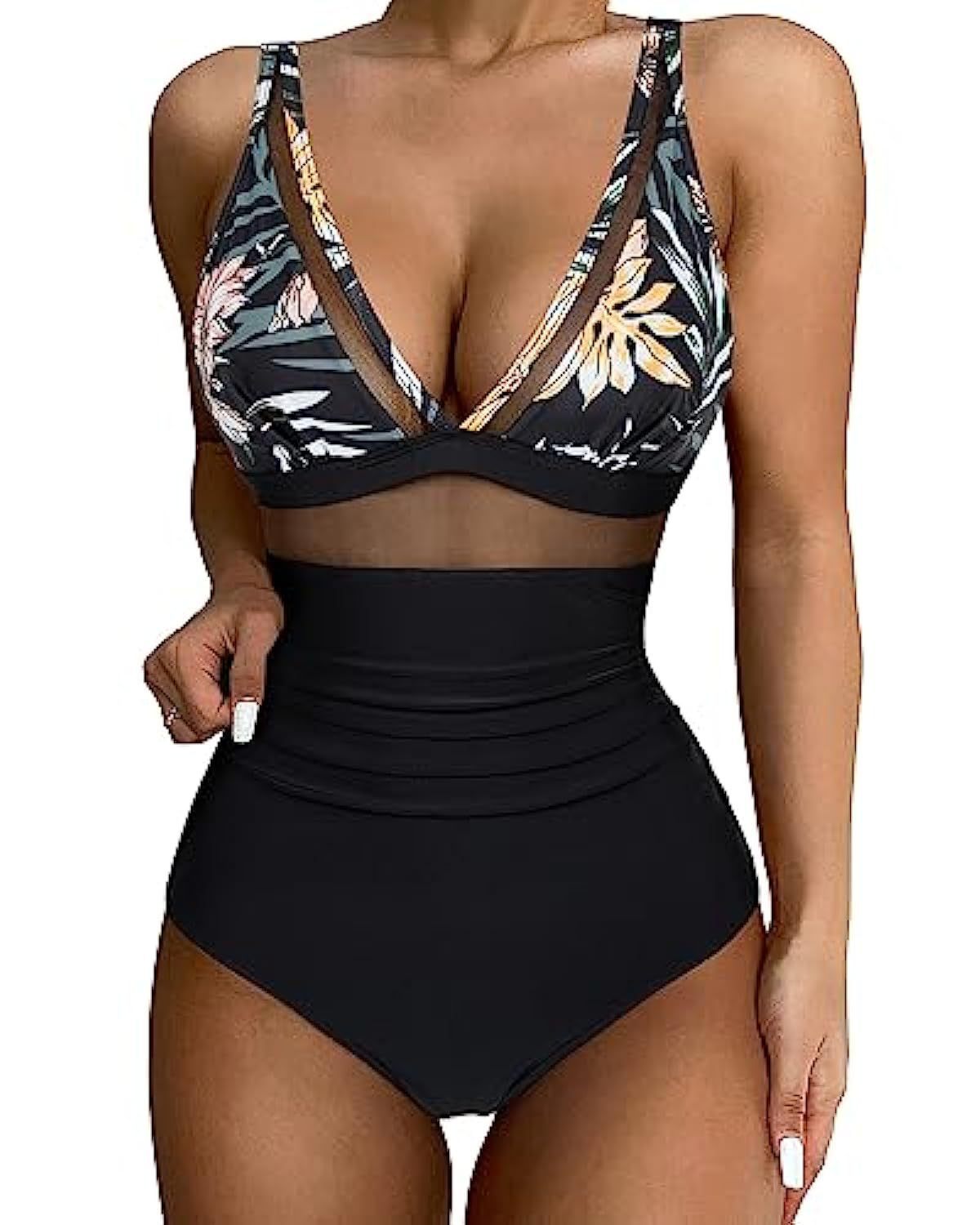 Maillot de bain une pièce taille haute , moulant et sexy, décolleté ajouré
