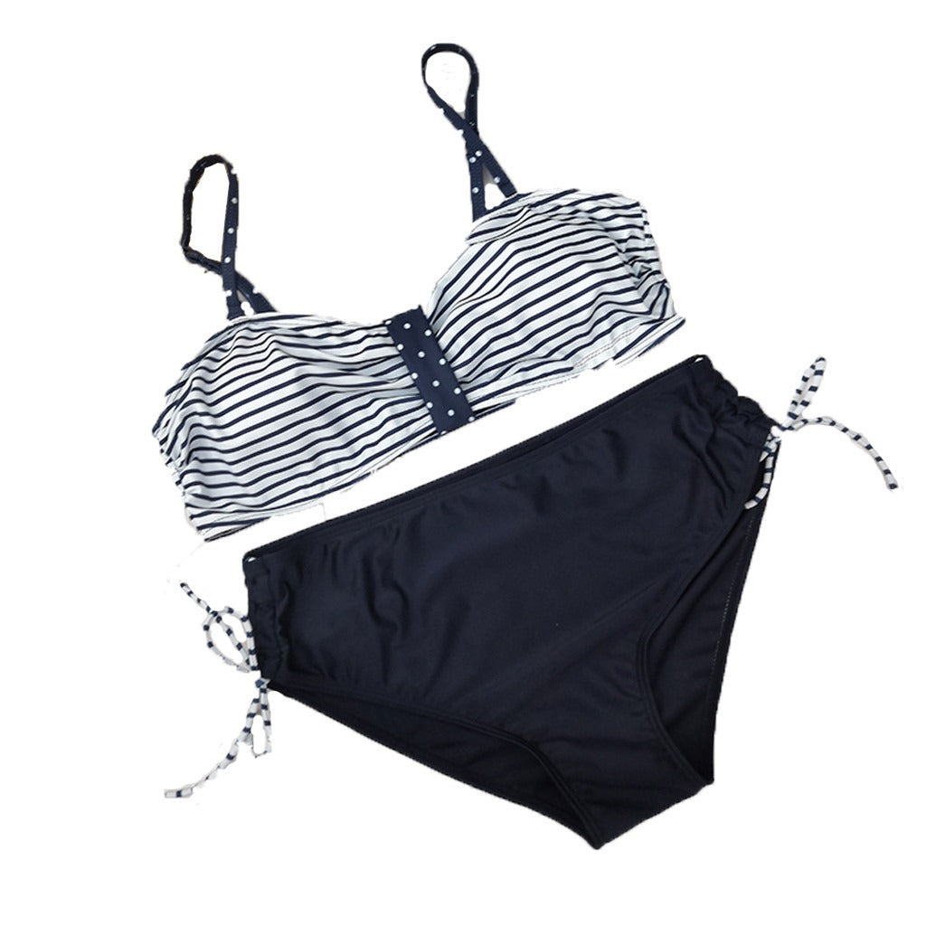 Maillot de bain de maternité à bretelles fendues et imprimé rayé pour femme