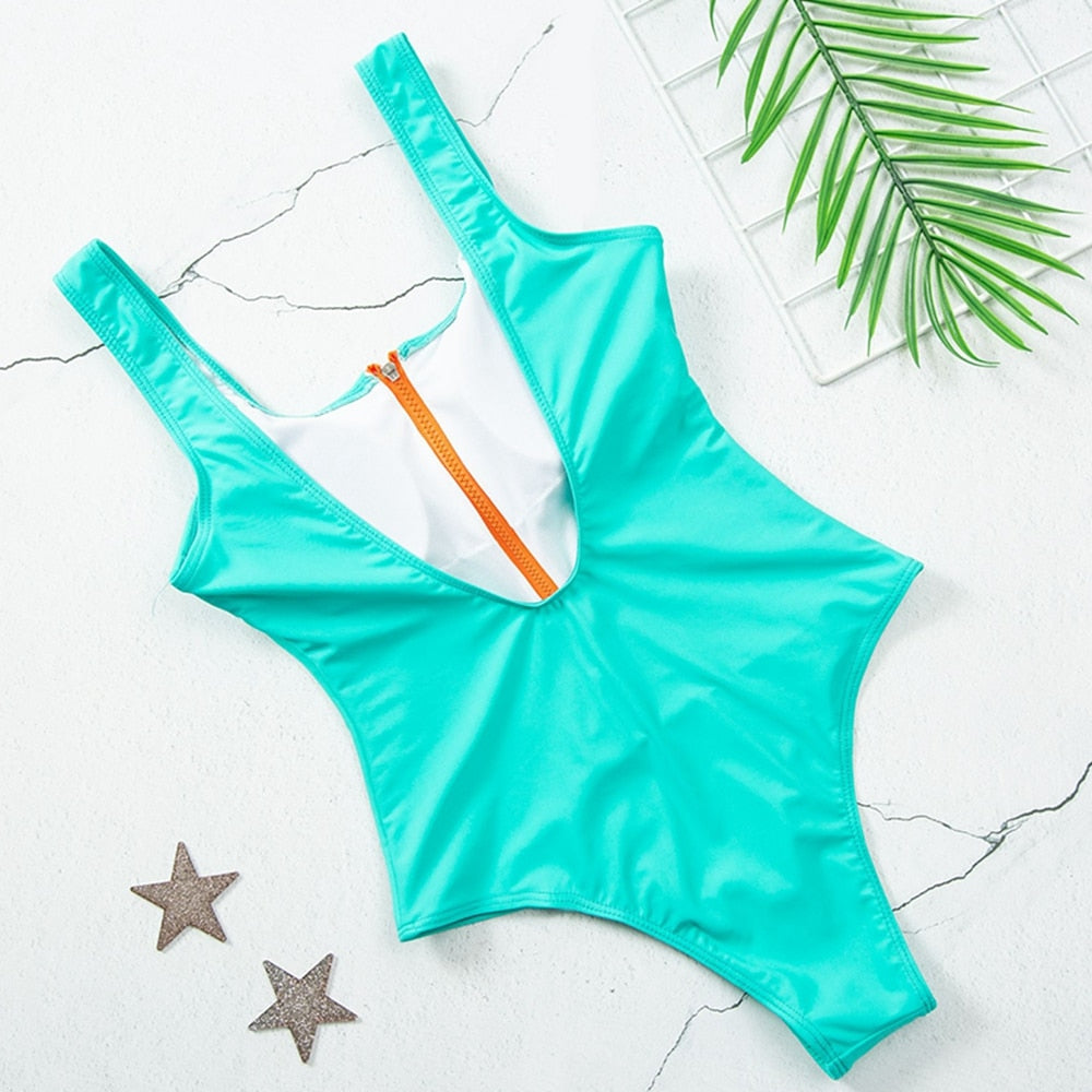 maillot de bain une pièce sexy à fermeture éclair
