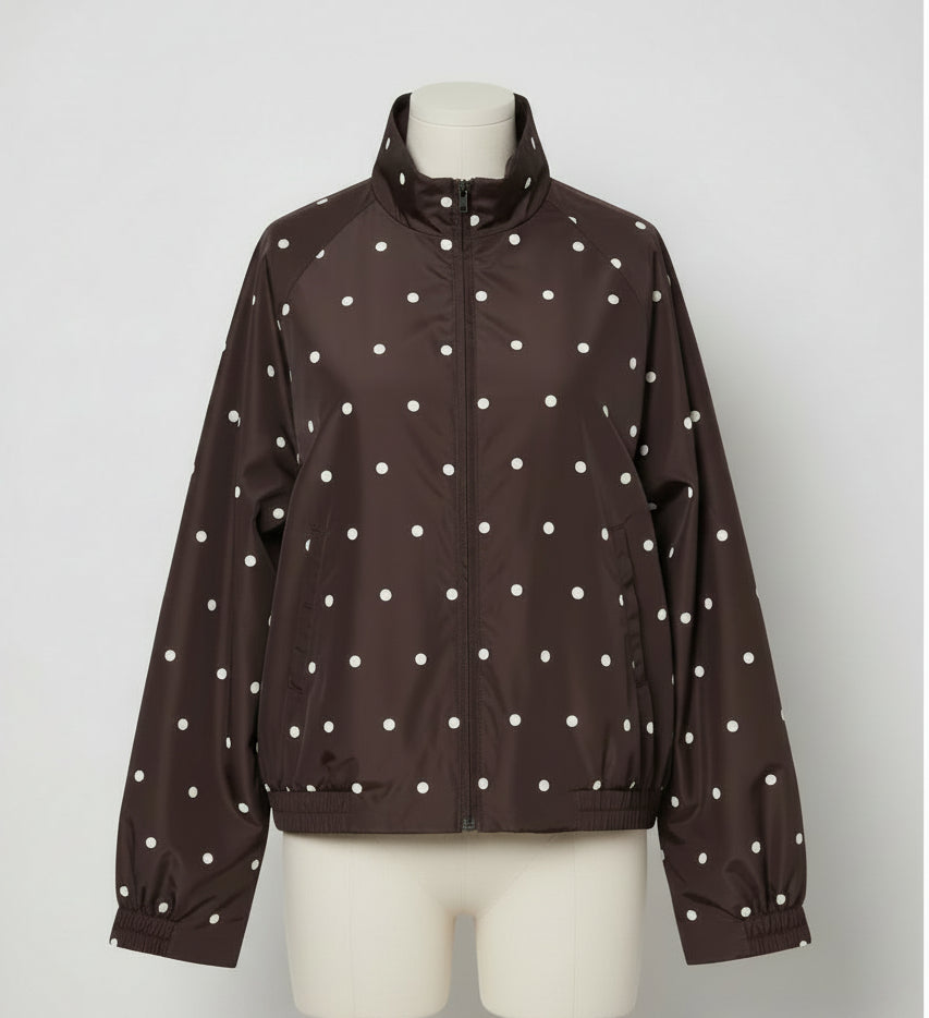 Blouson à pois avec col montant zippé