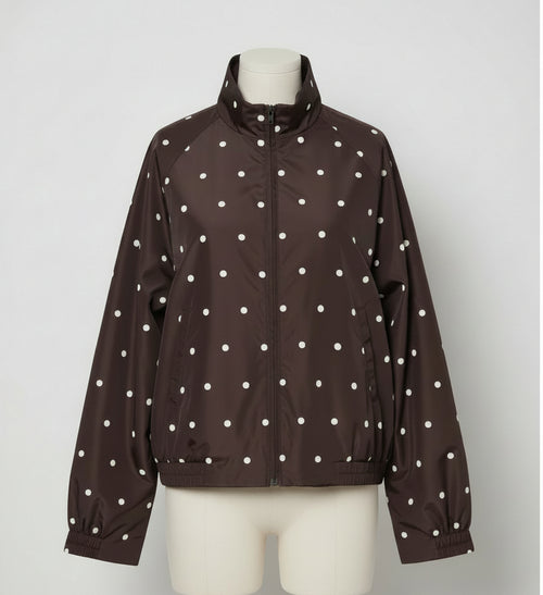 Blouson à pois avec col montant zippé
