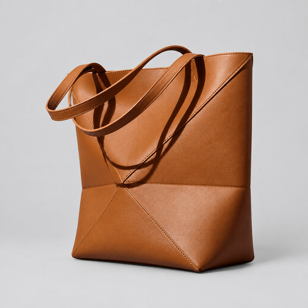 Sac-seau pliable à grande capacité, porté épaule, avec empiècements géométriques