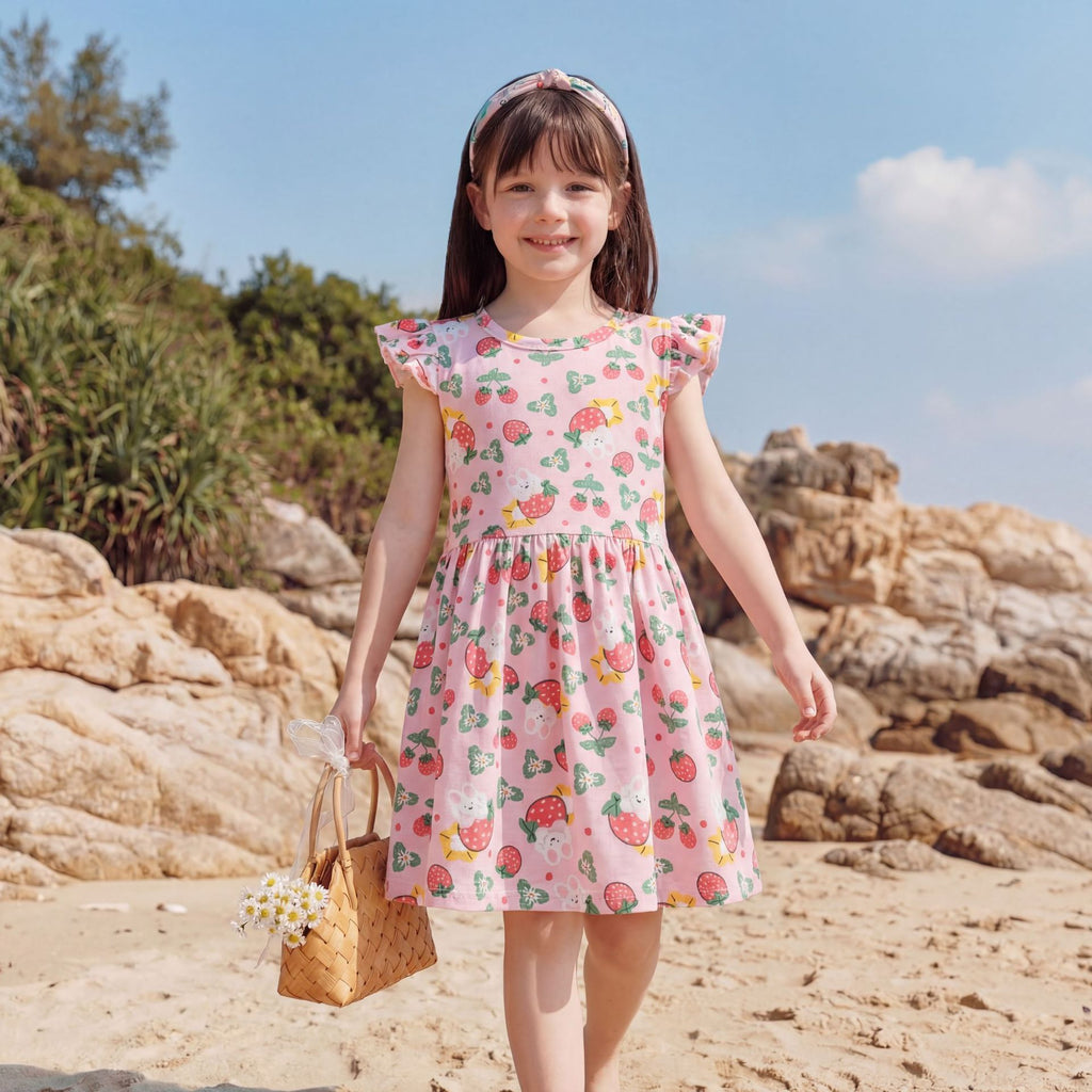 Robe imprimé à volants pour filles