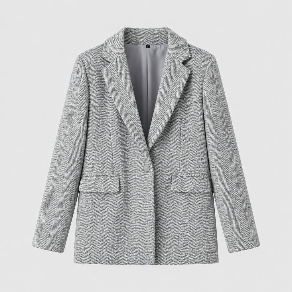 Ensemble décontracté : manteau en laine à col rabattu et fermeture à un bouton & jupe taille haute moulante