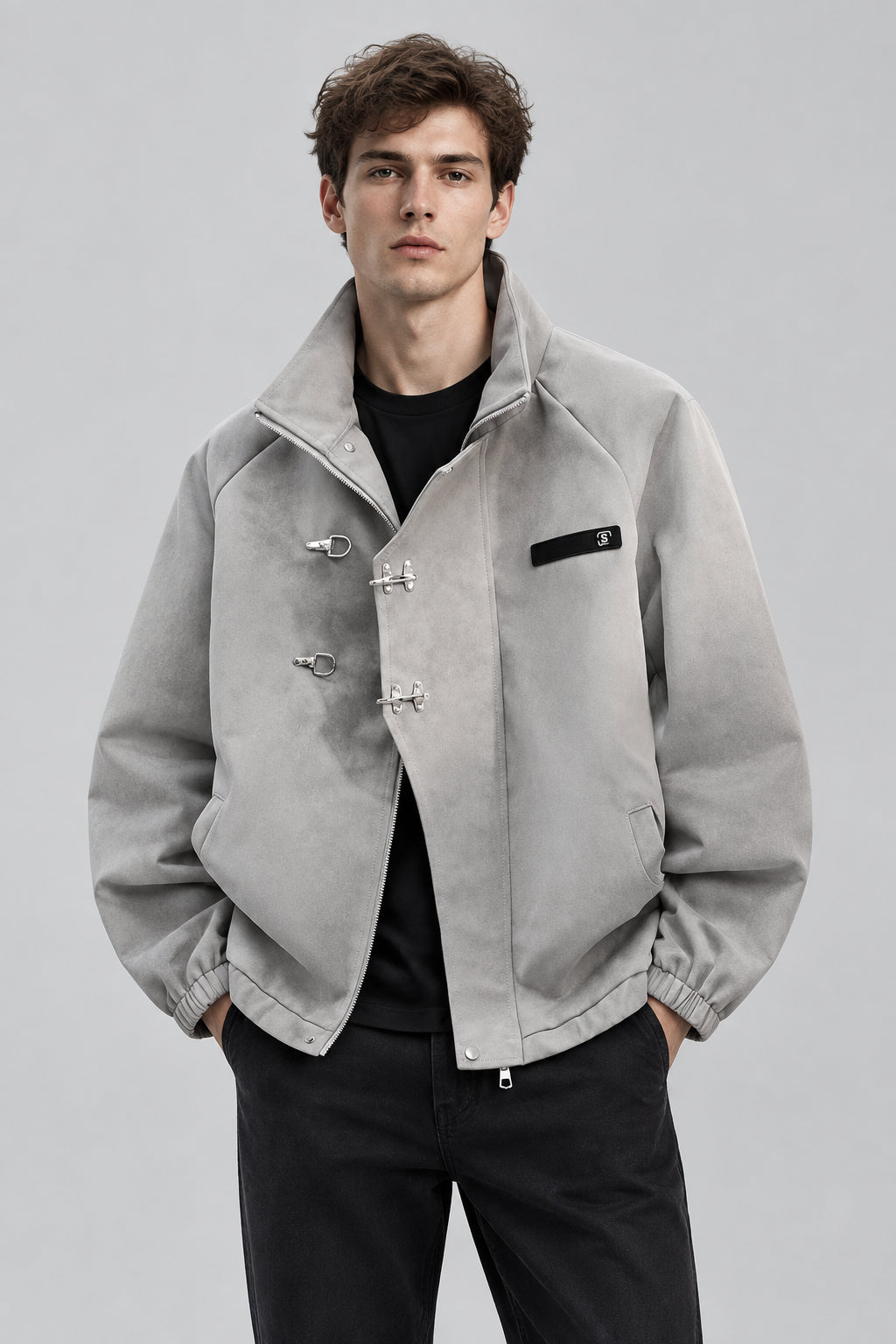 Veste en cuir  style rétro tie-dye avec revers