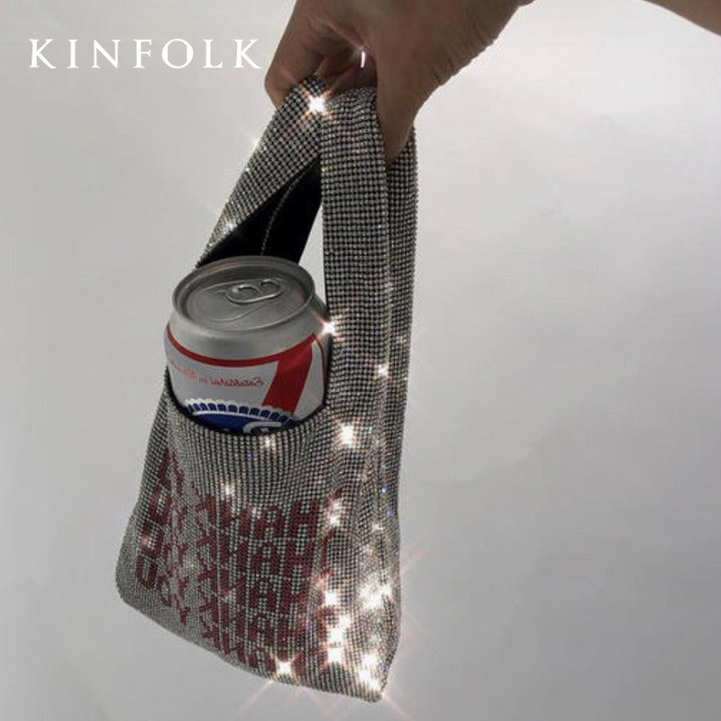 Sac à main à main avec strass et incrustations de diamants