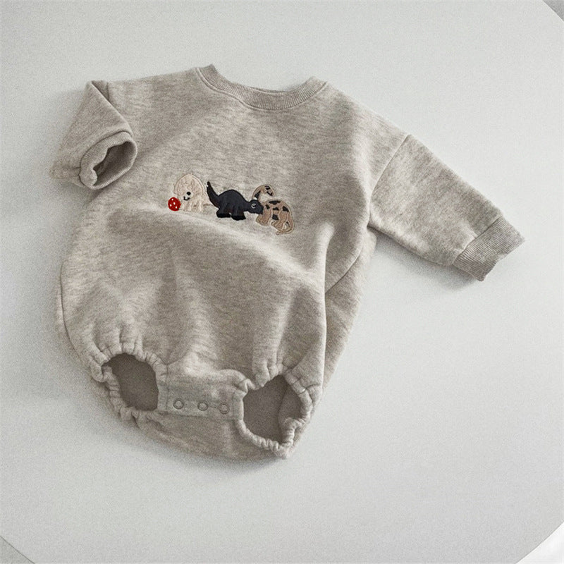 Pull body pour bébé en polaire avec broderie dinosaure