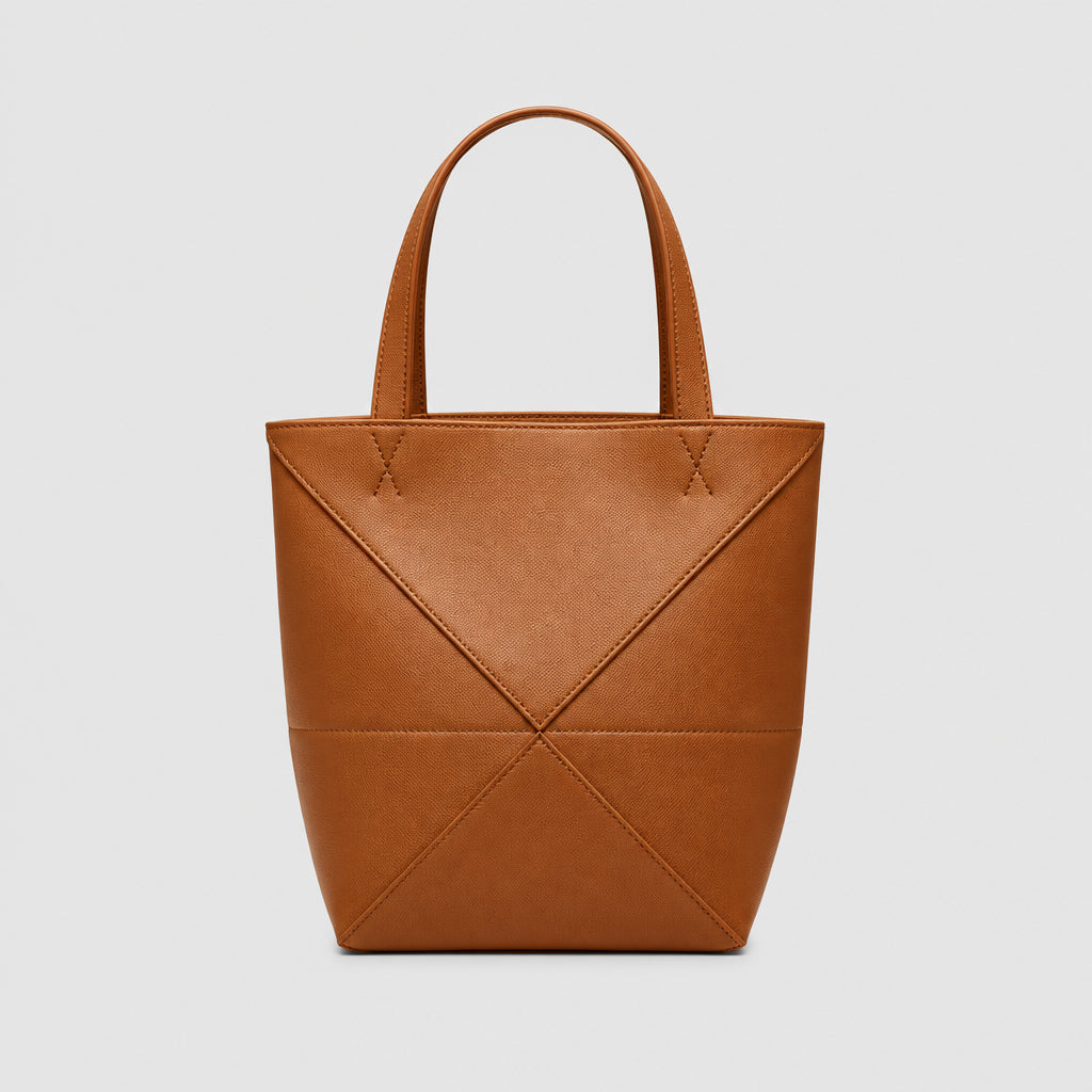 Sac-seau pliable à grande capacité, porté épaule, avec empiècements géométriques