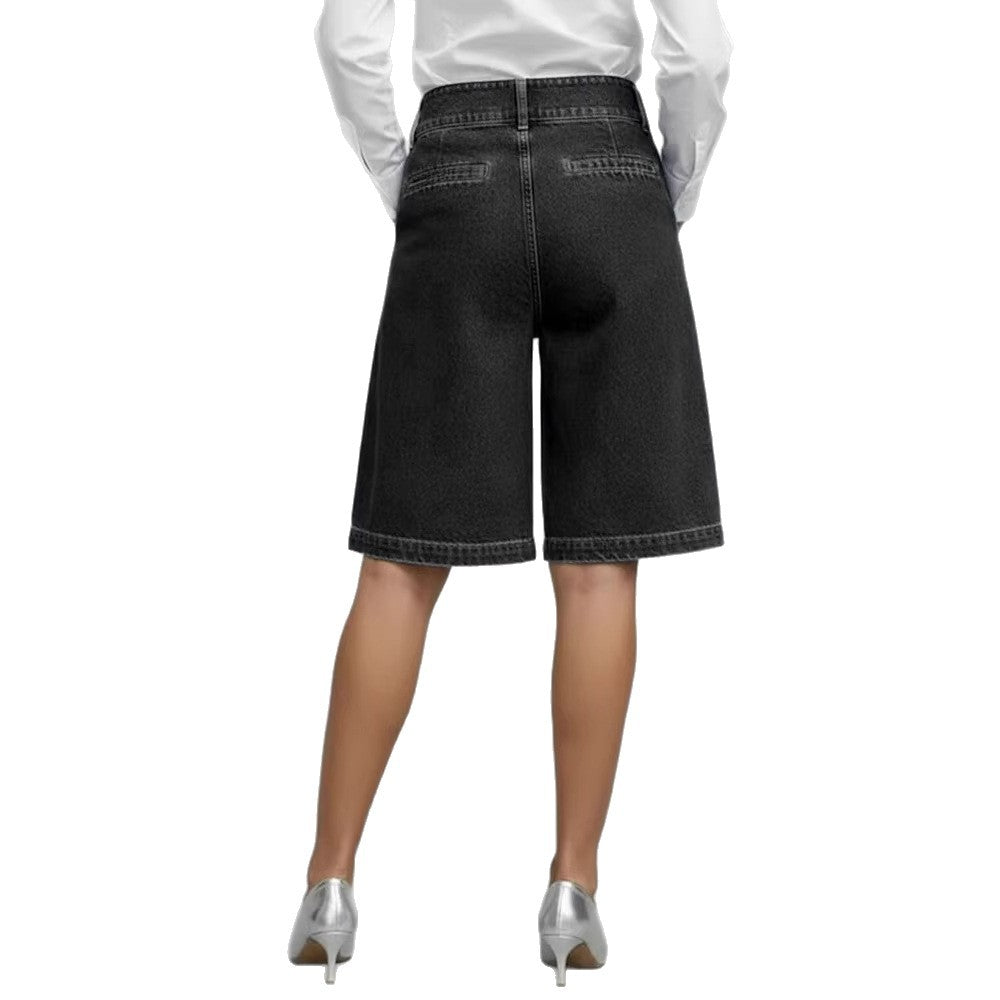 Short asymétrique  denim à cinq poches