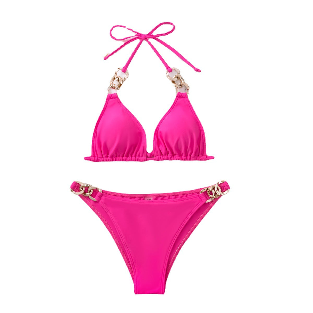 Maillot de bain bikini deux pièces triangulaire sexy uni