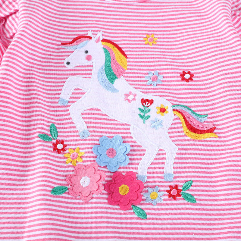 Cute Pattern Round Neck Short Sleeve T-Shirt for Kids