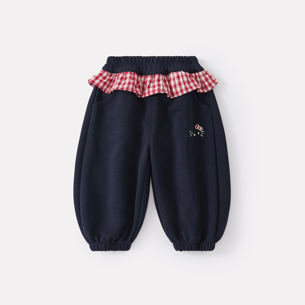 Pantalon décontracté, élégant et polyvalent avec bordure en dentelle