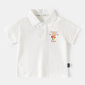 T-shirt polo à manches courtes pour garçons avec motif de lettres façon dessin animé