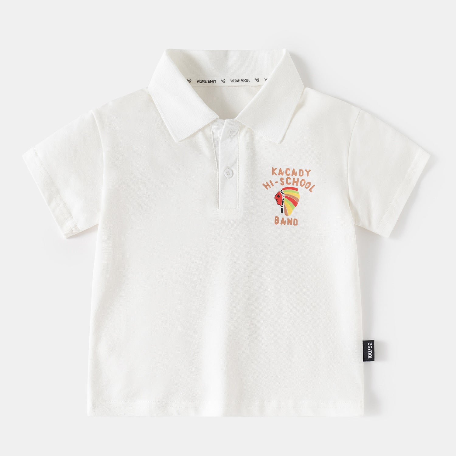 T-shirt polo à manches courtes pour garçons avec motif de lettres façon dessin animé