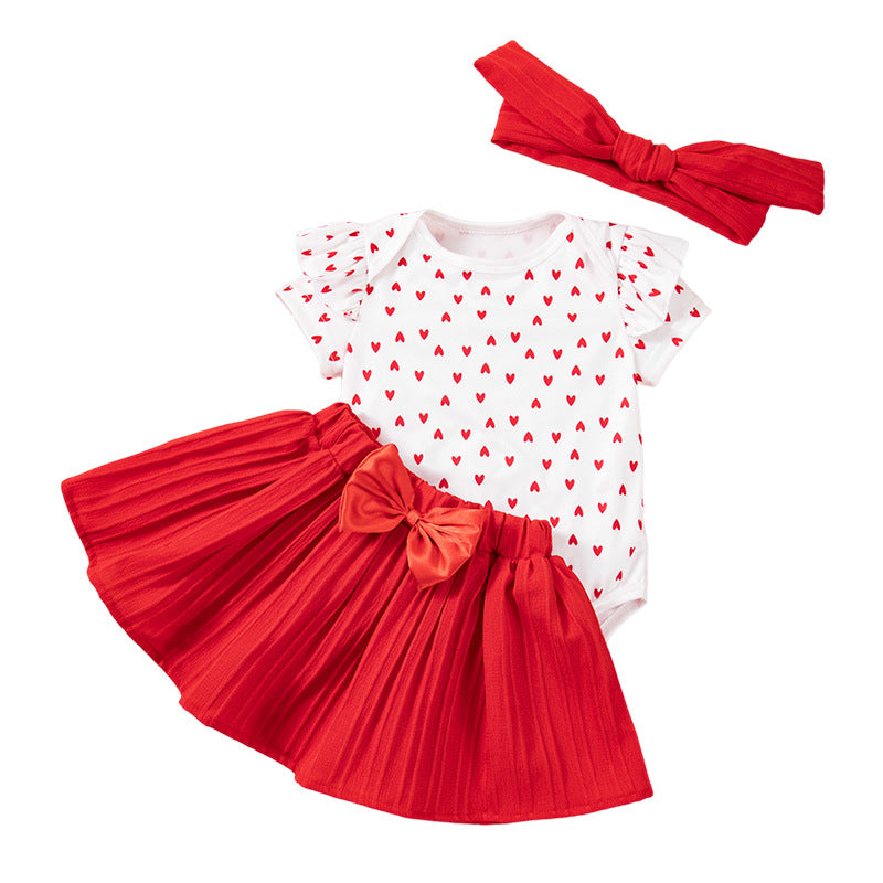 Ensemble de vêtements pour bébés filles : barboteuse, jupe et bandeau (3 pièces)