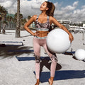 Ensemble de fitness femme rose composé d'un débardeur court et d'un legging, 2 pièces, style camouflage sexy, idéal pour l'été.