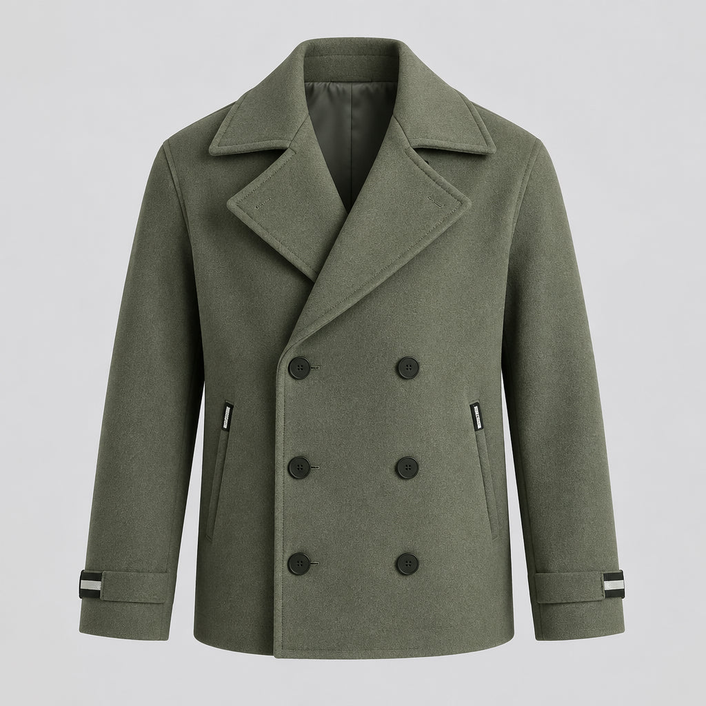 Trench-coat court pour homme en mélange de laine