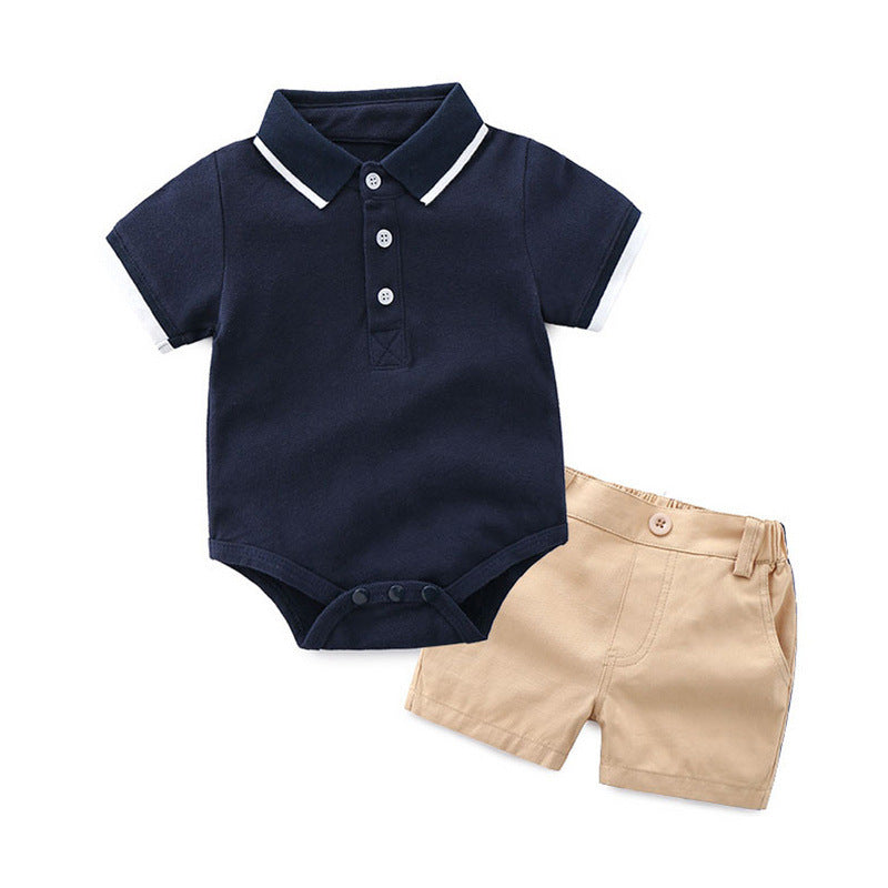 Ensemble d'été pour garçon en coton : polo à manches courtes avec col et short