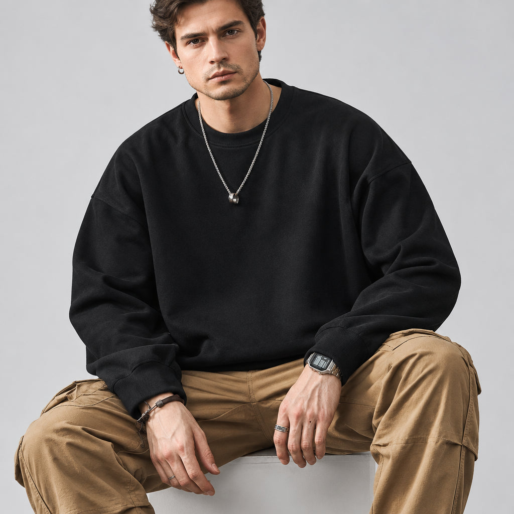 Sweat-shirt en suédine épaisse et moelleuse,  à coupe ample