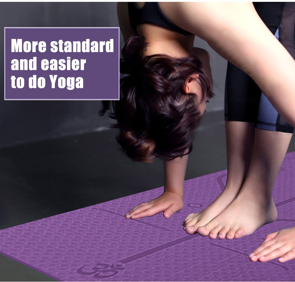 tapis de yoga avec lignes de positionnement, antidérapant