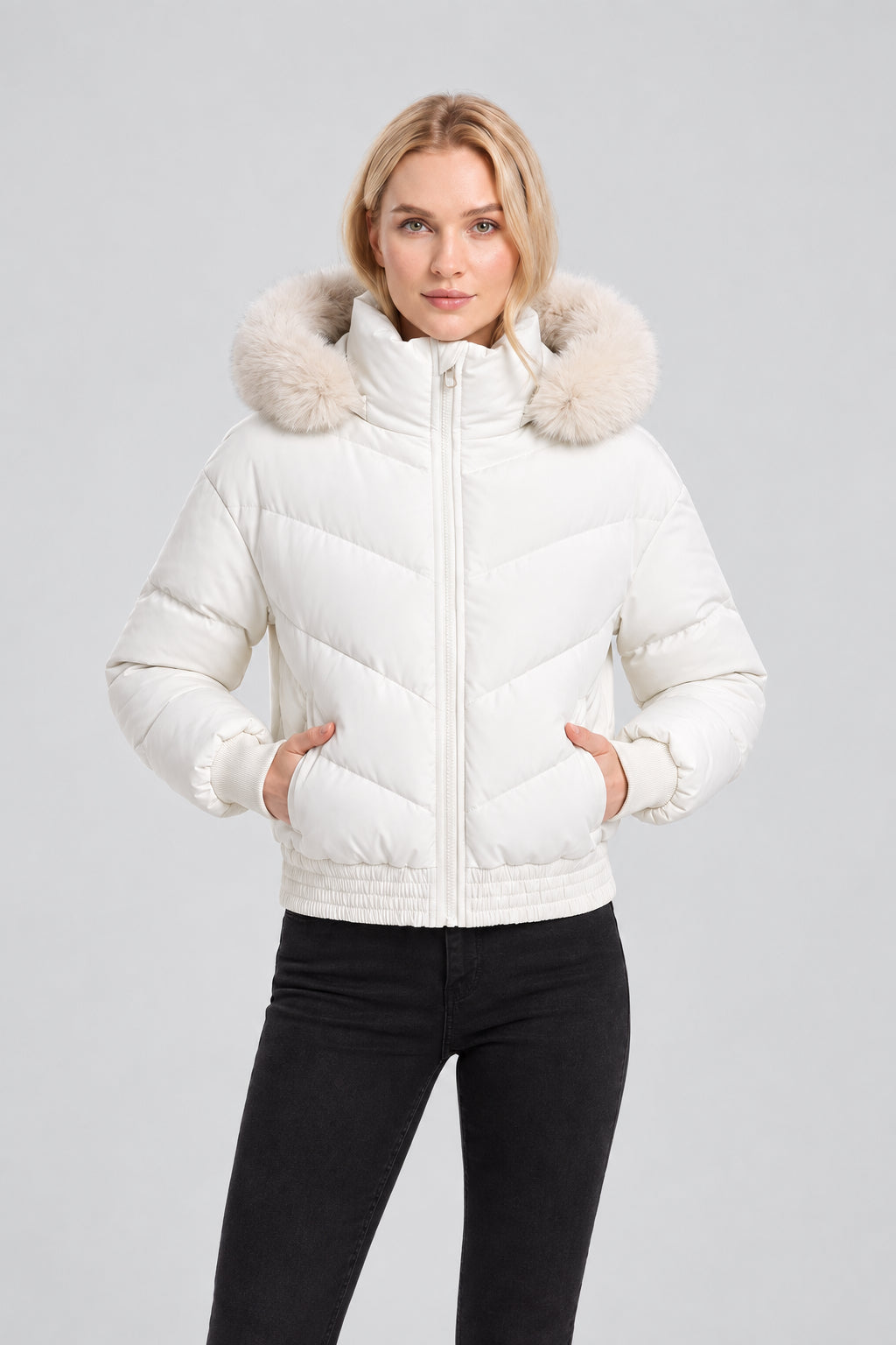 Veste courte à capuche amovible