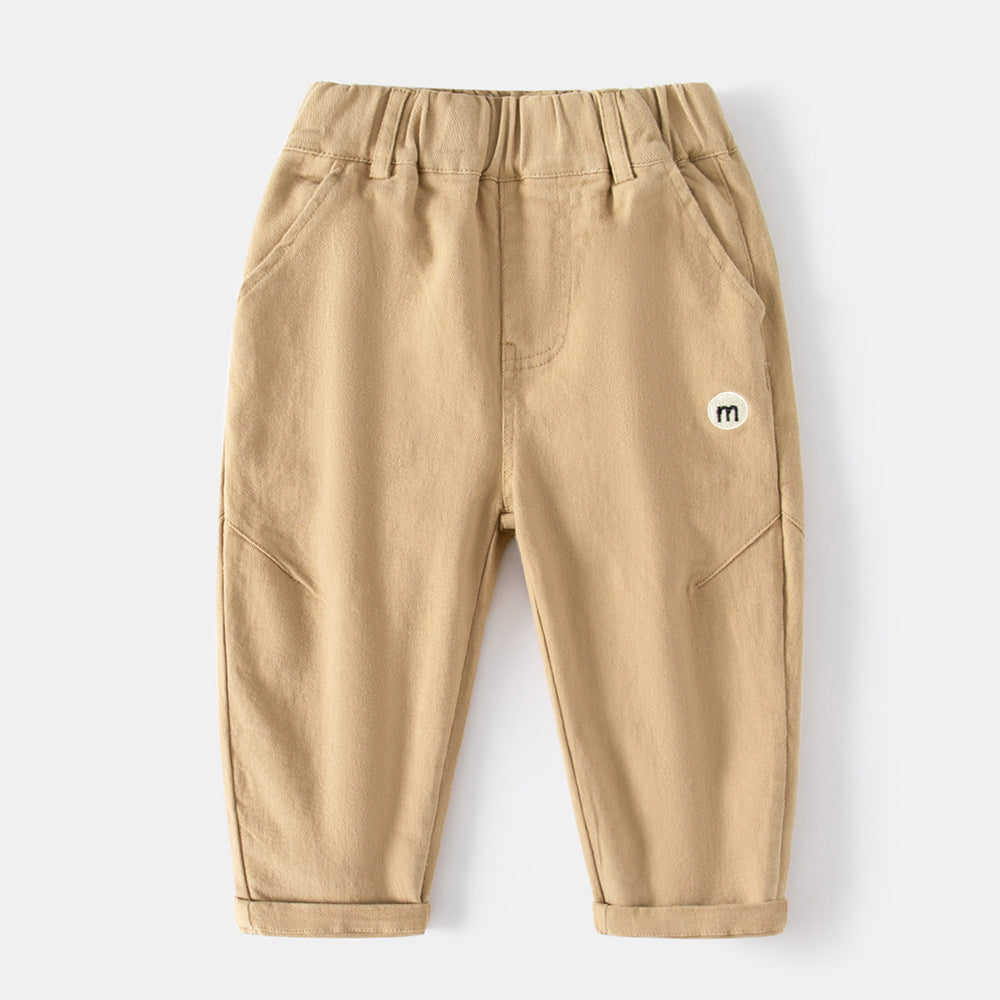 Pantalon long décontracté pour enfants, couleur unie, à lettres, pour petits et jeunes enfants.