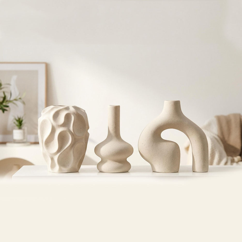 Trio de vases en céramique style bohème